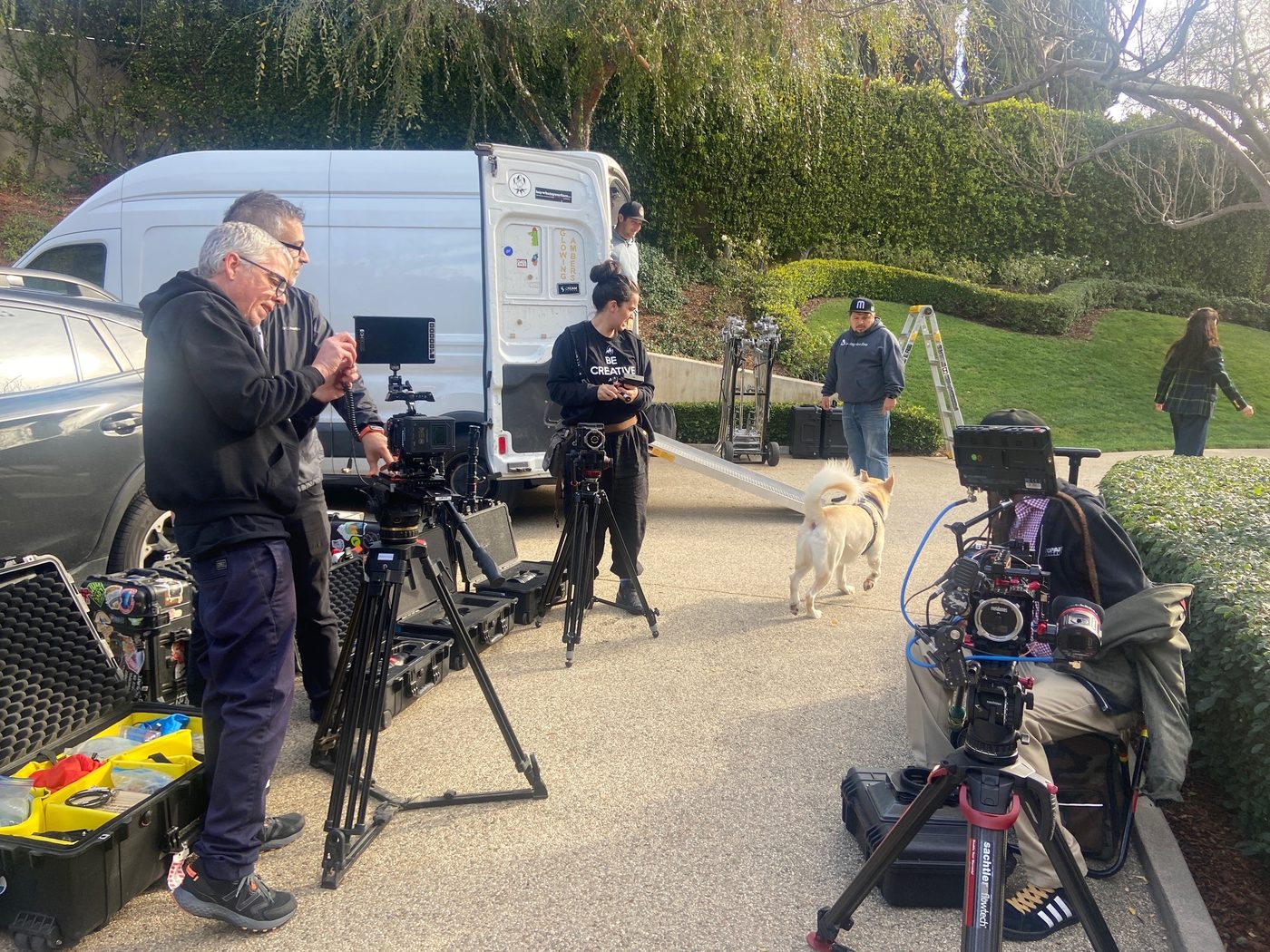 Trail Nine crew collaborating on location