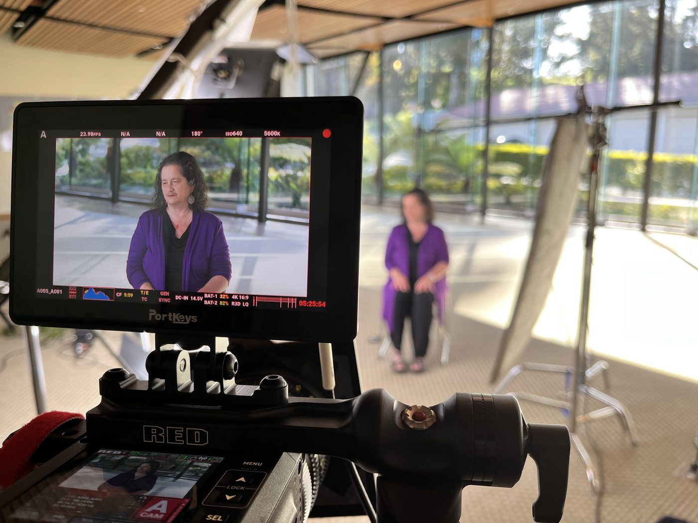 Interview monitor on set